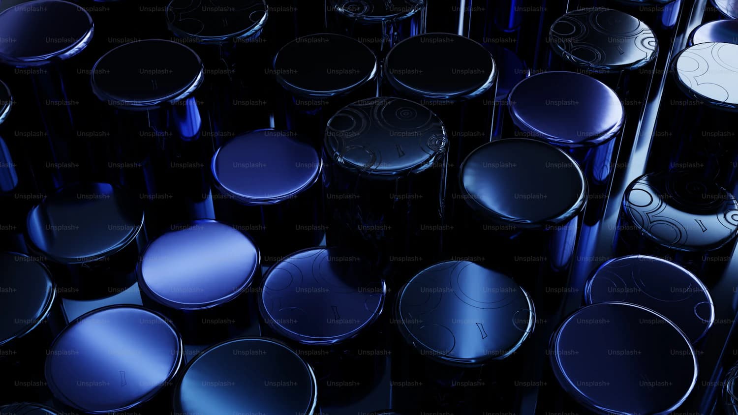 Blue industrial drums of cleaning chemical concentrate in a warehouse